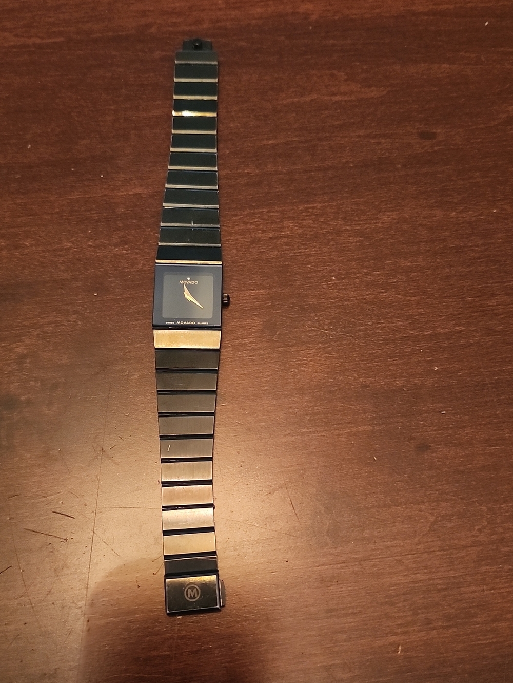 Movado Black and Gold Accent Slim Bracelet Watch